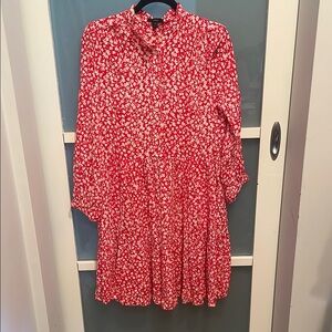 J. Crew Red and White Floral Dress with Pockets, M